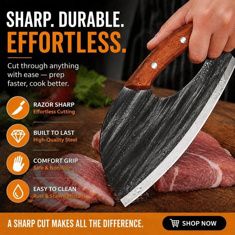 Sharp Ergonomic Kitchen Cleaver – PawNexa